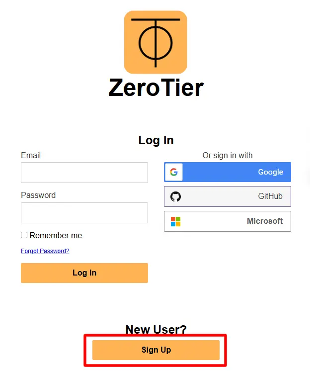 ZeroTier Central のアカウント作成②